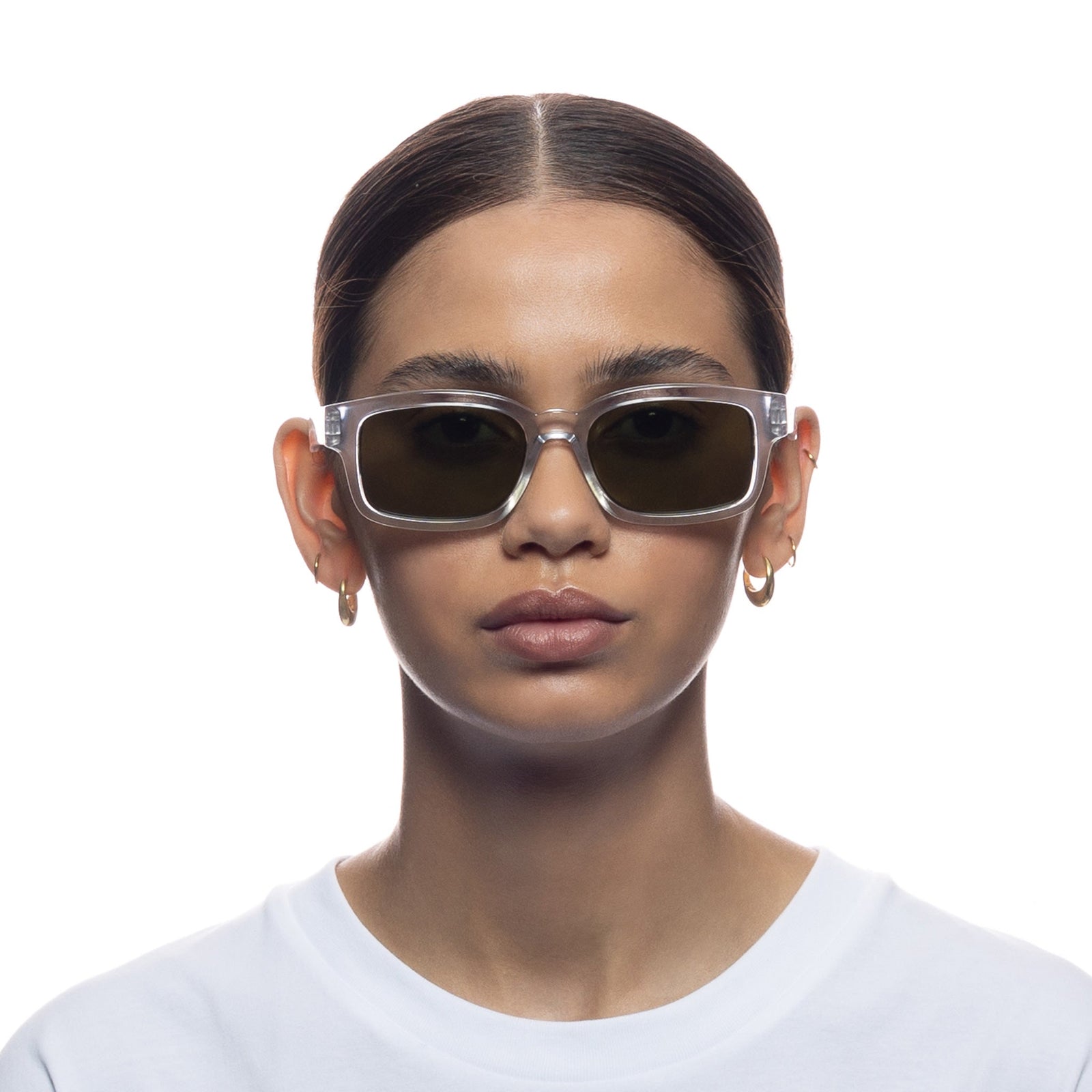 Recarmito Crystal Clear Uni-Sex D-Frame Sunglasses